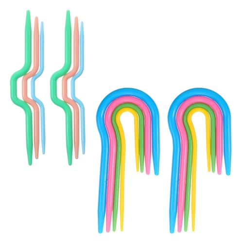 14PCS Cable Needles for Knitting U Shape Cable Stitch Holder Needles Plastic Bent Knitting Needle Set Multicolor Twist Curved Hand Knit Weaving Needle