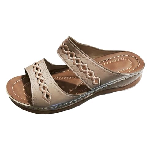 Women's Summer Slippers Open Toe Embroidered Wedge Sandals Comfortable Breathable Casual Slide Shoes for Beach