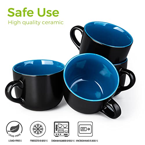 Amorarc 24 Oz Soup Mugs With Handles, Jumbo Ceramic Bowls Mugs Set With Handles For Coffee Cereal Cappuccino Snacks thumb #7