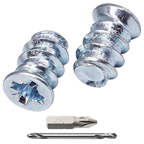 SKIR'CO (200 pcs) Zinc Plated Euro Screws 5.8 x 9 mm, Drawer Runner Screws, Flat Countersunk Head (Drill Bit Included)