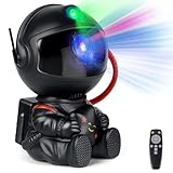 Astronaut Galaxy Projector Lamp – Black Astronaut Holding Star, Starry Sky Night Light for Bedroom Decor, Space Nebula Star Projector Gift