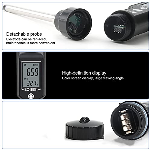 Digital Direct Soil EC Meter Electrical Conductivity Temperature Tester with Probe LCD Display Screen for Garden Farm Lawn Indoor Outdoor - Image 4