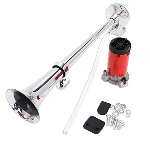 Zento Deals 12V Single Trumpet Air Horn Single Trumpet Air Horn + Compressor Powerful Loud 150db for Truck Boat SUV Train