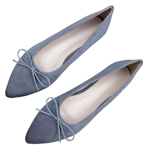 Stunner Pointy Toe Ballets Flats for Women Causal Slip on Slim Wedding Dressy Bowknot Ballerina Flat Shoes