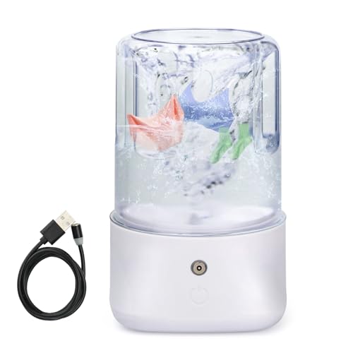 Image of Mini Portable Washing Machine - USB Rechargeable 1L Small Washer with 2 Modes Deep Cleaning for Underwear, Socks & Baby Clothes, Compact Travel Laundry for Apartment, Dorm, Camping, White