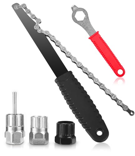 TIDEVAN Démonte Cassette Vélo Chain,5 Pièces Whip Outil de Retrait de Roue Libre Kit D'outils de Chaîne de Vélo avec Fouet à Chaîne Outils Demonte...