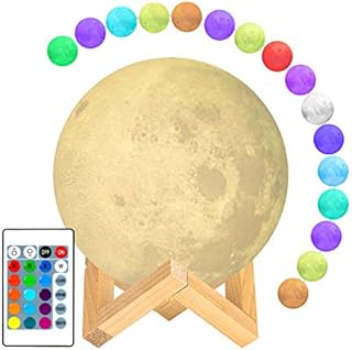 Moon Lamp, Guteauto 4.7 inch 16 Colors LED 3D Print Moon Light with Stand & Touch Control and USB Rechargeable, Moon Light Lamps for Kid Lover Birthday Mothers Christmas Days Gift