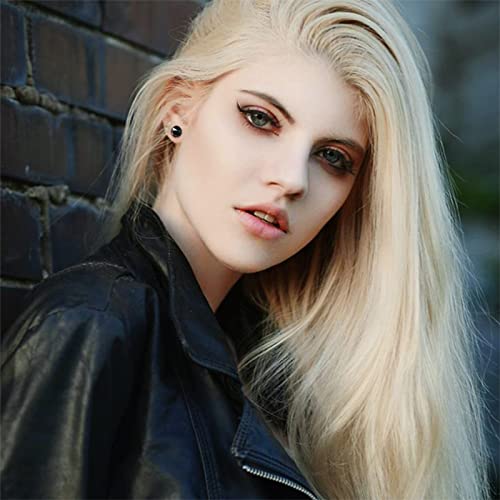 FIBO STEEL 9 Pairs Fake Gauge Earrings for Men Women Stainless Steel Stud Earrings Round Cheater Plug Earrings Faux Gauges Ear Tunnel Mens Earrings4