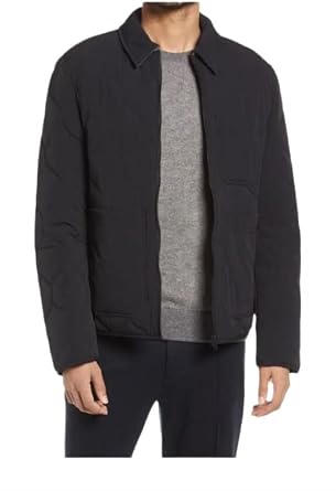 Ted Baker London Mens Schss Water Repellant Reversible Quilted Jacket Black With Gray SIze 7