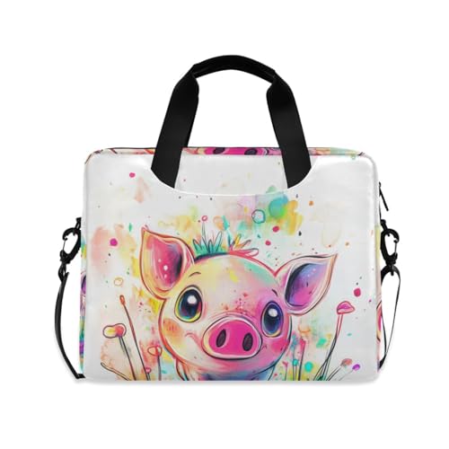 Housse ordinateur portable antichoc à fermeture éclair solide et motif cochon pour voyager serein