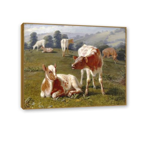 Impression sur toile Briton Riviere Veaux dans un pré tableau de salon 35x30cm
