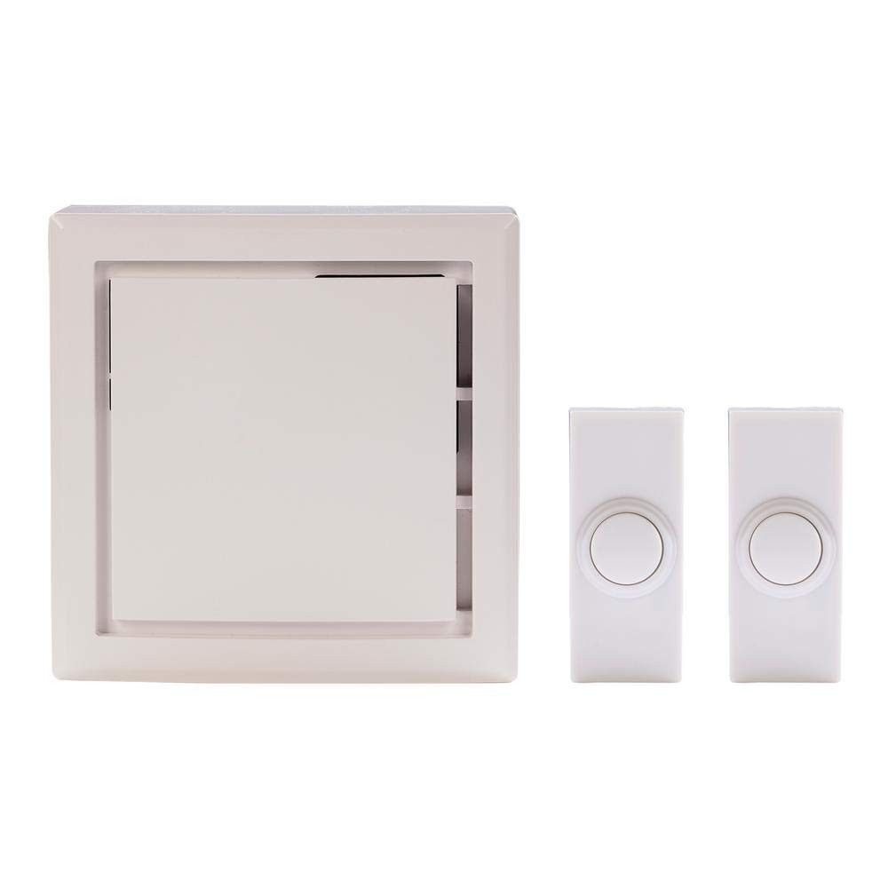 Hampton Bay Wireless PlugIn Door Bell Kit with 2Push Buttons in White