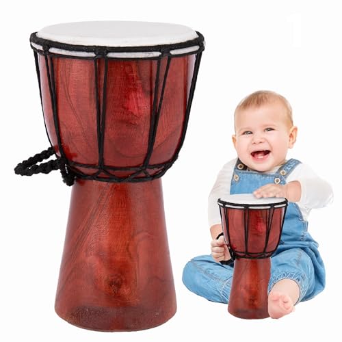 ArtCreativity 8 Inch Mini Wooden Toy Drum for Kids – Rustic Brown Wood Djembe – Fun Musical Instrument Baby Drum Toy – Gift Idea, Birthday Party Favor for Boys, Girls, Toddler and Baby