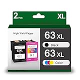 63XL Ink Cartridges High Yield Compatible Replacement for HP Ink 63 Black and Color Combo Pack Works with Officejet 3830 Envy 4520 4650 5255 5200 5258 4655 Deskjet 1112 Inkjet (Black and Color)