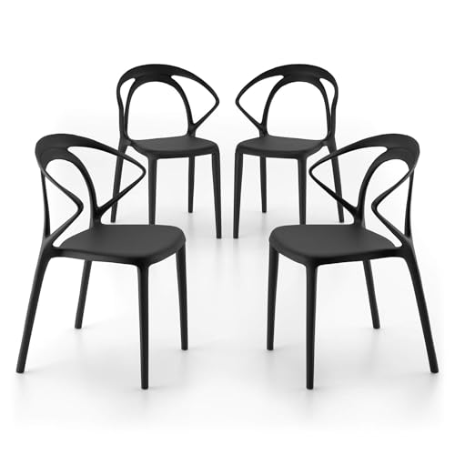 Mobili Fiver, Sillas Olivia, Set De 4, Negro, Polipropileno, Silla Por Cocina, Jardín, Salon Mobili Fiver, Sillas Olivia, Set De 4, Negro, Polipropileno, Silla Por Cocina, Jardín, Salon