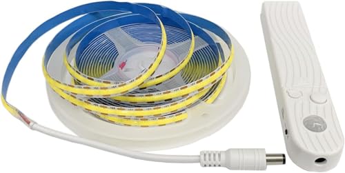 TOPXCDZ Striscia LED con sensore di movimento, Adesiva 1M 2M 3M 4M 5M Striscia LED Batteria con Accensione/Spegnimento Automatico e Timer per Camera da Letto, Scale, Bagno, Cucina, Scale