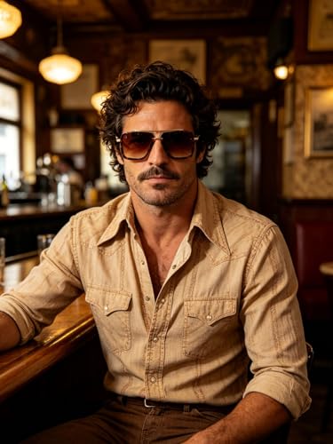 Image of Xpectrum Retro Square Aviator Sunglasses for Men Women Vintage 70s Disco Gangster Style Rectangle Glasses