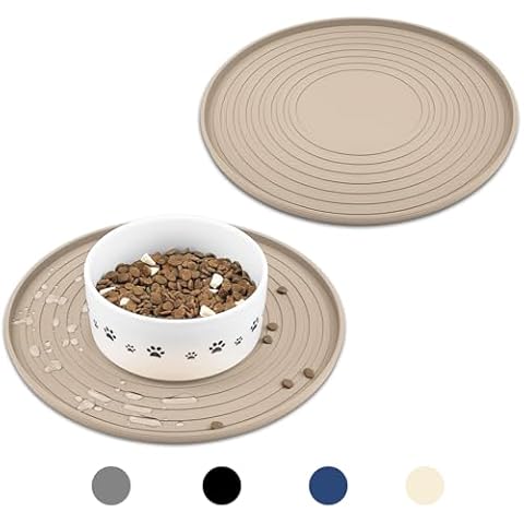 Ptlom 2 Pack Dog Food Mat Anti-Slip Dog Bowl Mats for Food and Water, High-Lips Waterproof Dog Feeding Mat Prevent Messy Spills, Silicone Pet Placemat Puppy Trays for Small Medium Large Dogs Cats Cover