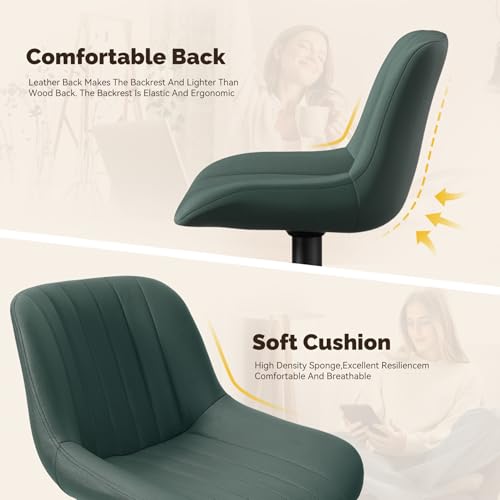 Image of Nalupatio Bar Stools Set of 2, Adjustable Modern Swivel Bar Stools with Backs, Counter Height Performance Fabric Island Chairs for Home Kitchen, Dark Green