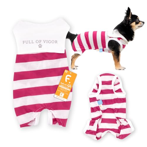 小型犬 接触冷感 太ボーダー セーラー 衿 つなぎ 抜け毛対策 袖なし ロンパース 犬の服 フルオブビガー 6/ピンク NL