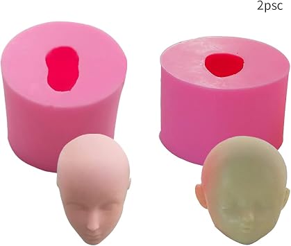 Fondant Cake Silicone Doll Face Mould 3D Human Head Silicone Molds Baby Face Making Mould Soap Epoxy Resin Ultra-Light Clay Plaster Decoration Art