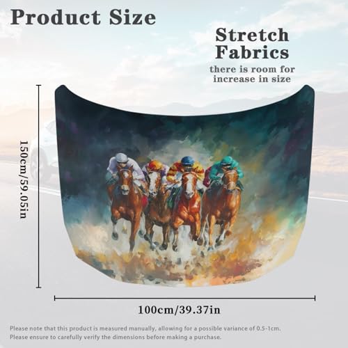 Image of Car Hood Cover Car Hood Wrap Blankets Horse Stretchable Vehicles Banner Auto Decorative Accessories for Compact Sedans SUV Trucks (59x39 Inch)