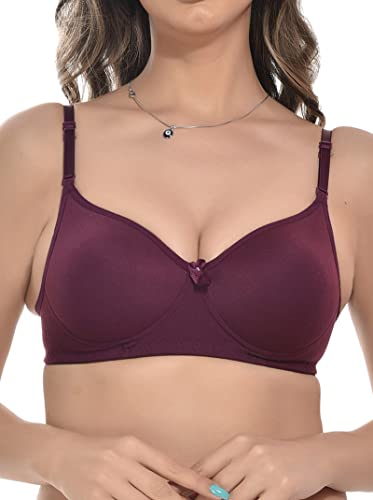 Image of FIMS - Fashion is my style Women Cotton Blend Solid Padded Non-Wired Full Coverage Seamless Bra Multicolor Pack of 6 Cup- B