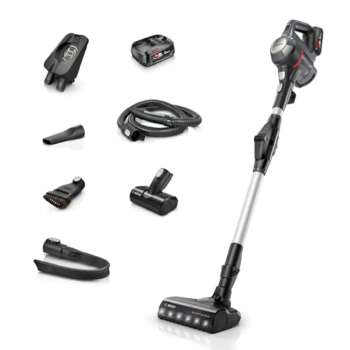 Bosch Unlimited 7 BCS711PGB Plus Aspirador inalámbrico, Ligero, Multifuncional, con Tubo Flexible, 5 Accesorios, 1 batería con 40 Minutos de Funcionamiento, Grafito