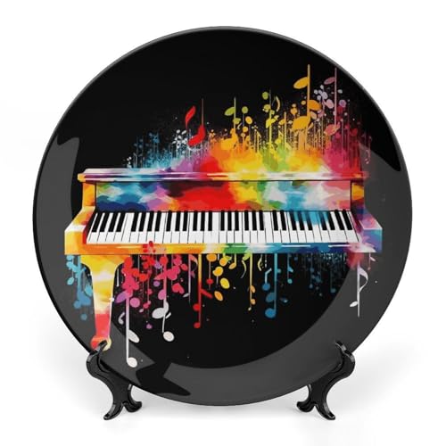 Plato decorativo de hueso chino piano colorido 7 pulg