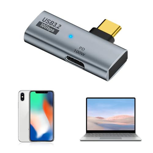 USB C OTG Adapter, Typ C 100W PD Laden USB C auf Dual USB C Splitter für iPhone 15 Pro Max, Google TV Chromecast 2020, MacBook, Samsung Galaxy S22/S23(Grau)