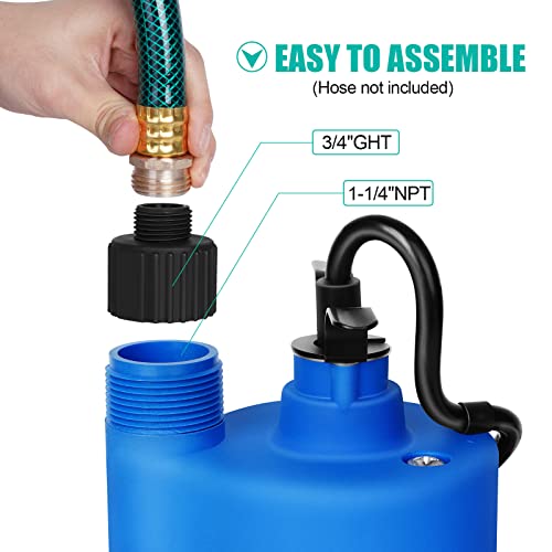 Image of TecHome 12v Pump，1500GPH Water Transfer Pump Sump Pump Submersible Water Pump, With 20 Feet Power Cord.