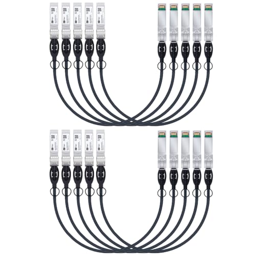 Image of H!Fiber 10 Pack SFP+ Cable, 10G SFP+ DAC, 0.3M(0.98ft), Passive Direct Attach Copper Twinax Cable for Cisco SFP-H10GB-CU0.3M, Ubiquiti UniFi UC-DAC-SFP+, TP-Link, Mikrotik, Intel, Fortinet, Netgear