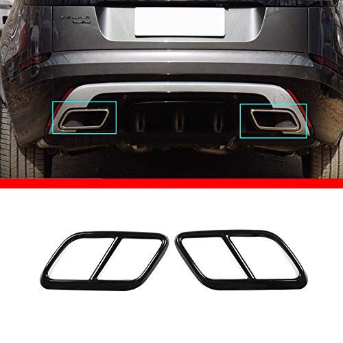 YIWANG 304 Stainless Steel Car Exhaust Pipe Cover Trim Accessories For Land Rover Range Rover Velar 2017 2018 2019 (Black)