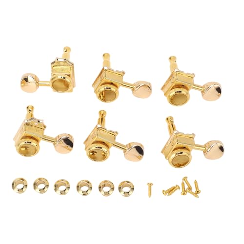 6PCS ギターロックチューナー、ヴィンテージメタルチューニングペグ、高耐久内部ギア、ST TL エレクトリックフォークアコースティックギターに簡単取り付け