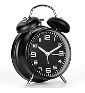 PILIFE 4" Non-Ticking Vintage Classic Bedside/Analog Alarm Clock with Backlight,3D Dial,No Snooze...