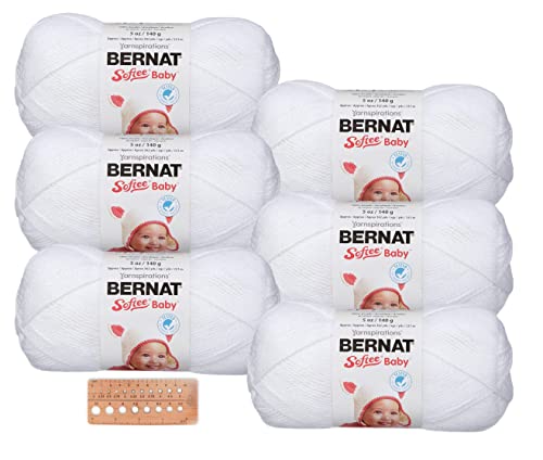 Bernat Softee Baby Yarn - 6 Pack with Patterns (White)