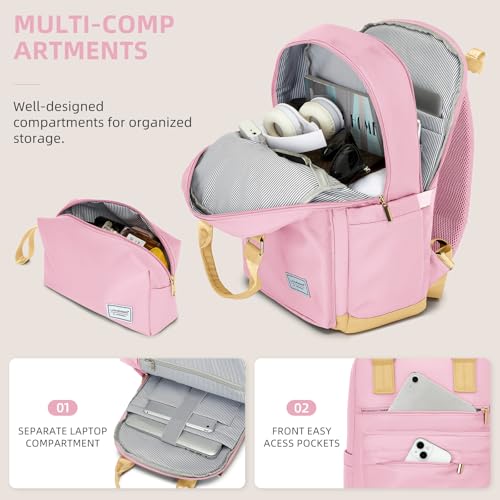 Image of LARVENDER Luggage Sets 3 Piece Expandable Carry on Luggage 22x14x9 Airline Approved Hardshell Suitcase with Wheels TSA Lock, Lightweight Suitcase Set for Women with Travel Backpack, Light Pink