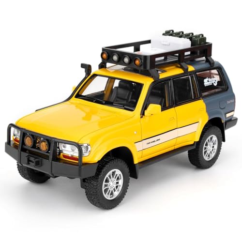 Image of 1:24 Scale Land Cruiser Toy Car Model Cruiser Diecast Metal Cars Light Sound Pullback Openable Door Car for Kids