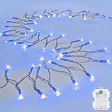 Cshare String Lights Outdoor Waterproof 9.8Ft 30 Led, Blue Fairy Lights Battery Operated With Timer Clear Wire For Indoor &Amp; Outdoor Christmas Halloween Decorations Garland Party Garden