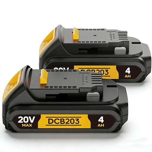 VelgoNyx 4Ah Replacement Compatible for Dewalt 20V MAX Battery with High Capacity Batteries Cordless Power Tools 20 Volt DCB201 DCB203 DCB204 DCB205 DCB206 DCD DCF DCG (2 Pack MAX 4.0Amp 20V)