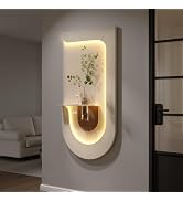 Large Vertical 3D Textured LED Wall Art Decor for Living Room, Modern Minimalist Beige Lighted Ar...