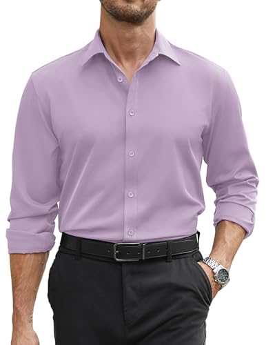 Image of COOFANDY Mens Stretch Dress Shirts Long Sleeve Button Down Shirt Regular Fit Formal Business Shirts