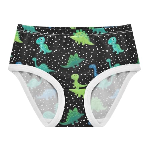 Toddler Girl Briefs, Cartoon Dinosaurs Green Cotton Underwear Girls, 2–8 Years
