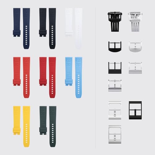 Bracelet montre 22mm en fluororubber souple avec boucle déployante gravée