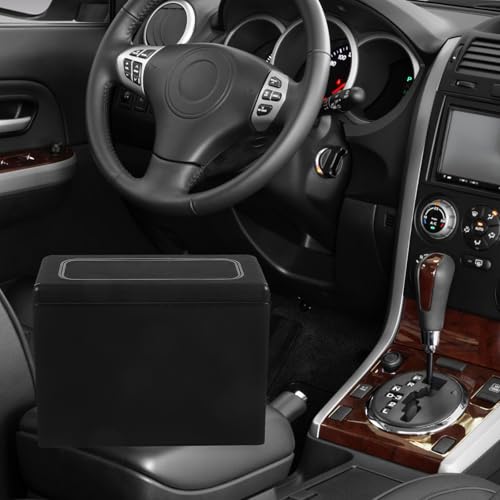 Papelera para auto hecha de cuero artificial elegante con interior de plástico 4