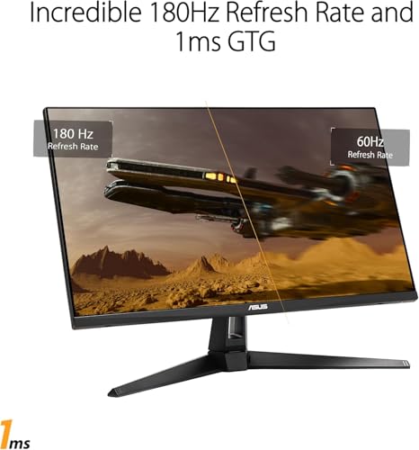 Image of ASUS TUF Gaming 27 inch 2K HDR Monitor - QHD (2560 x 1440), 180Hz, 1ms, Fast IPS, 130% sRGB, ELMB, Speakers, Freesync Premium, G-SYNC Compatible, DisplayPort & 2 x HDMI, Tilt /Swivel, VESA, Black