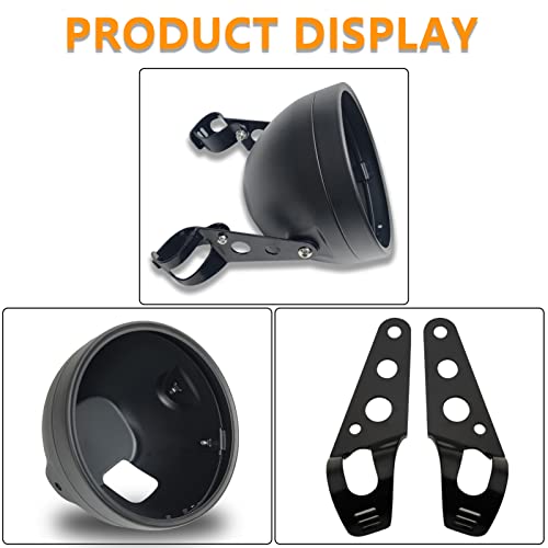 Harpuou 7Inch Motorcycle Headlight Housing Bucket With Side Mounting Bracket 32-40Mm Fork Tube Holder Clamps For Motorcycle(Housing Only,Not Include Led) #TOP2