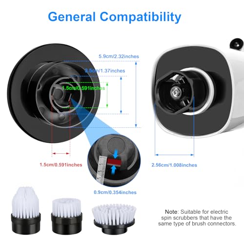 Image of 3 Pcs of Brush Heads,Replacement Brush Heads Set for Electric Spin Scrubber, Cordless Power Shower Scrubber, Cleaning Brush for Bathroom Tile Sink Floor Cleaning.