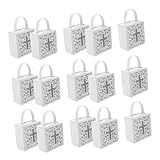 TEHAUX 25 Stück Weiße Papiertüten mit Kreuzausschnitt Kommunions Geschenkboxen mit Henkel Gastgeschenke für Kirchliche Feiern und Religiöse Anlässe
