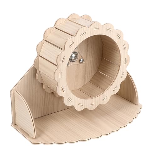 HEMOTON Silent Hamster Running Wheel Solid Wood Base 17.5cm Exercise Wheel for Hamsters and Small Pets Indoor Activity